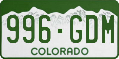 CO license plate 996GDM