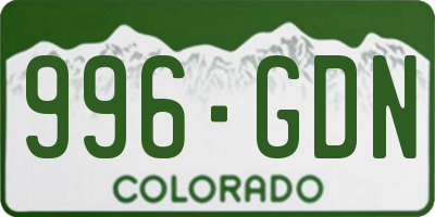 CO license plate 996GDN