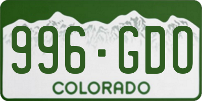 CO license plate 996GDO
