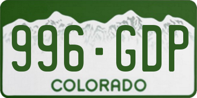 CO license plate 996GDP