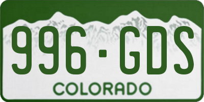 CO license plate 996GDS