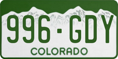 CO license plate 996GDY