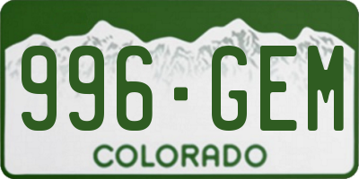 CO license plate 996GEM