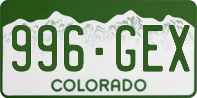 CO license plate 996GEX