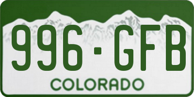 CO license plate 996GFB
