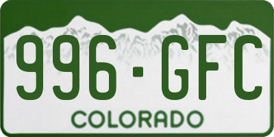 CO license plate 996GFC