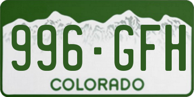 CO license plate 996GFH
