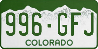 CO license plate 996GFJ