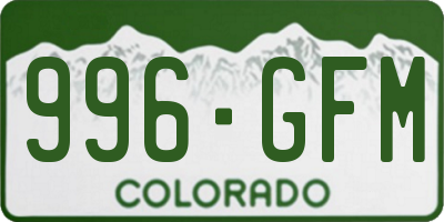 CO license plate 996GFM