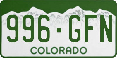 CO license plate 996GFN