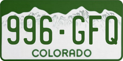 CO license plate 996GFQ
