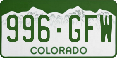 CO license plate 996GFW