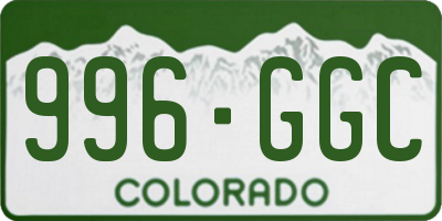 CO license plate 996GGC