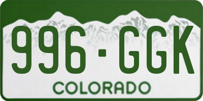 CO license plate 996GGK