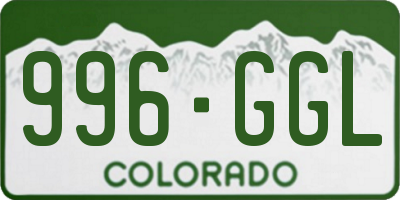 CO license plate 996GGL