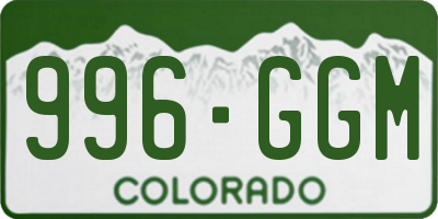 CO license plate 996GGM