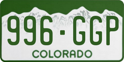 CO license plate 996GGP