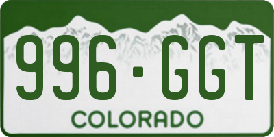 CO license plate 996GGT