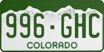 CO license plate 996GHC