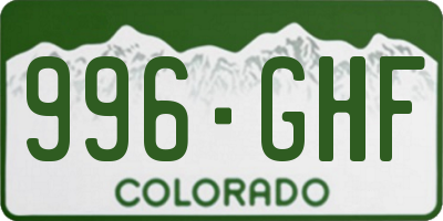 CO license plate 996GHF