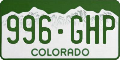 CO license plate 996GHP