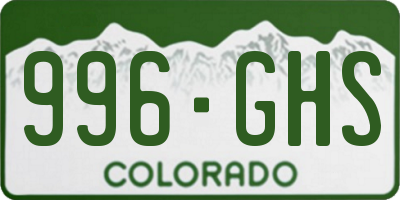 CO license plate 996GHS