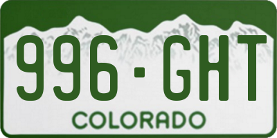 CO license plate 996GHT