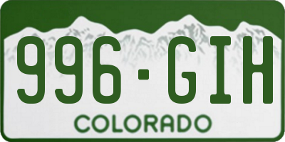 CO license plate 996GIH