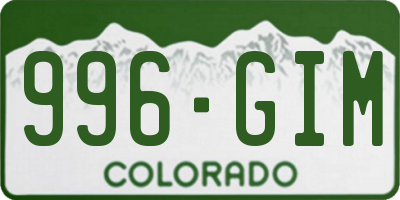 CO license plate 996GIM