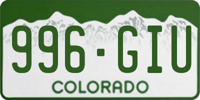 CO license plate 996GIU