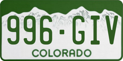 CO license plate 996GIV