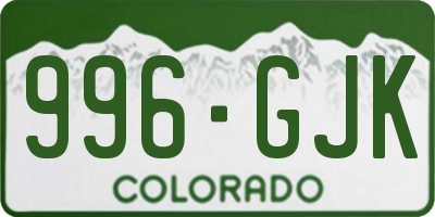 CO license plate 996GJK