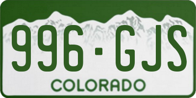 CO license plate 996GJS