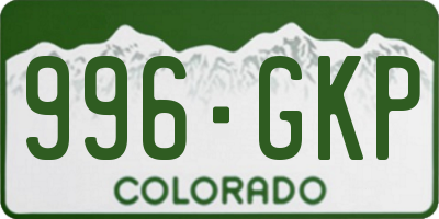 CO license plate 996GKP