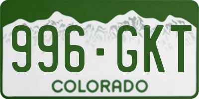 CO license plate 996GKT