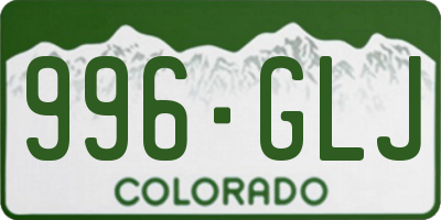 CO license plate 996GLJ