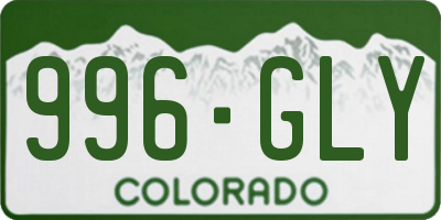 CO license plate 996GLY
