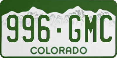 CO license plate 996GMC
