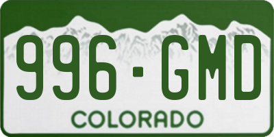 CO license plate 996GMD