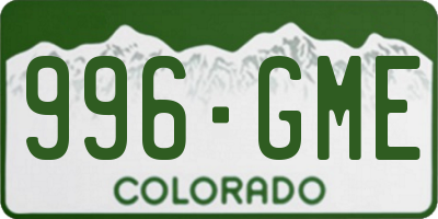 CO license plate 996GME