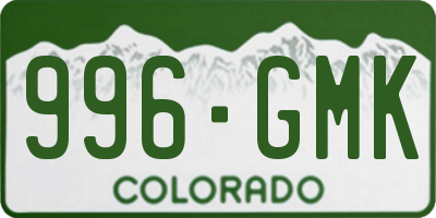 CO license plate 996GMK
