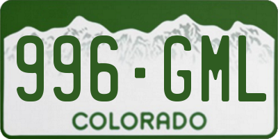 CO license plate 996GML