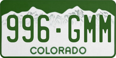 CO license plate 996GMM