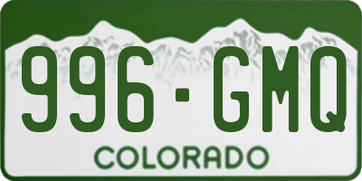CO license plate 996GMQ