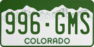 CO license plate 996GMS