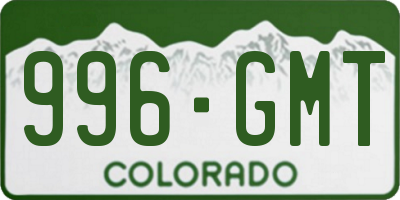 CO license plate 996GMT