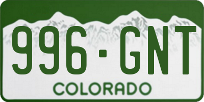 CO license plate 996GNT