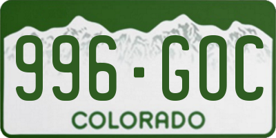 CO license plate 996GOC