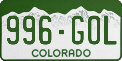 CO license plate 996GOL