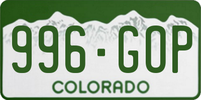 CO license plate 996GOP